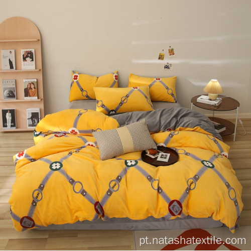 Conjunto de cama king size de veludo de cristal e capa de edredom